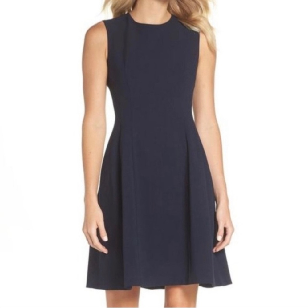 Eliza J Fit and Flare Navy Dress